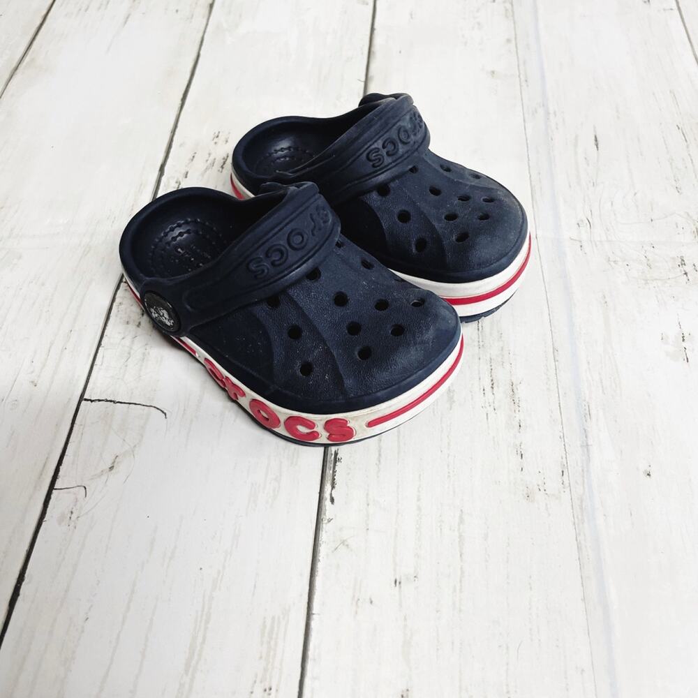 Crocs Navy Blue and Red Toddler Size 4